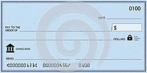 Blank Check Simple Design Blue Background