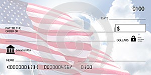 Blank Check Template American Patriotic Flag