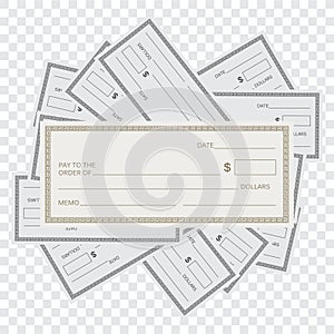 Blank check template. Check vector template. Banking check template