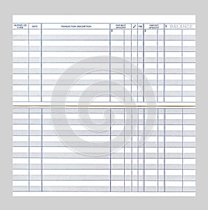 Blank Checkbook Register photo