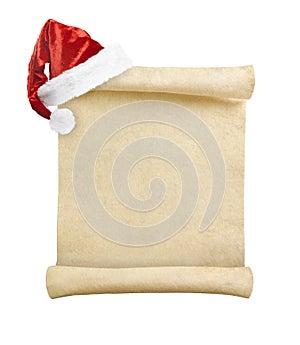 Blank christmas scroll witch Santa hat