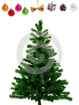 Blank christmas tree and decoration objects
