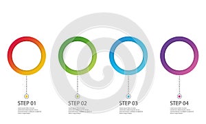 Blank circular infograph with 4 steps. Infographic template with 3D paper label. Vector