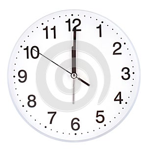 The blank clock face with hour, minute and second hands isolated on white background