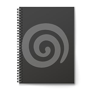 Blank closed realistic spiral notepad mockup isolated on white background.