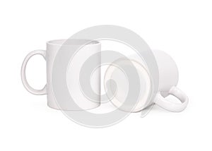 Blank coffee mug isolated on white background. Template of drink cup for your design.  Clipping paths or cut out object for