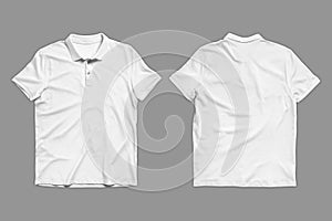 Blank collar mockup template, front and back view, isolated on white, simple t-shirt mockup.