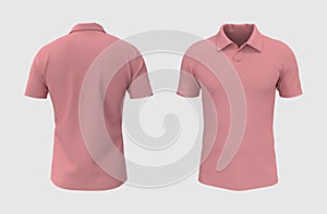 Blank collared shirt mockup, front, side and back views, tee design presentation for print, 3d rendering, 3d illustrationBlank