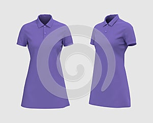 Blank collared shirt mockup, front and side views, tee design presentation for print, 3d illustration
