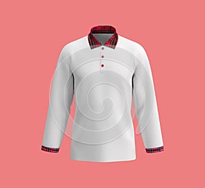 Blank collared shirt mockup, tee design presentation for print, 3d illustration