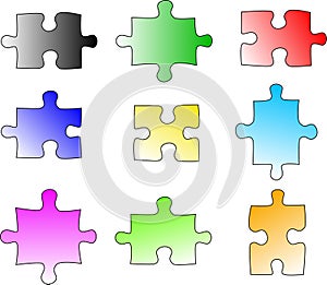 Blank color puzzle pieces
