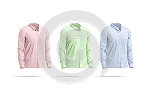 Blank colore classic shirt mockup set, side view