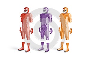 Blank colored american football uniform mockup, side view