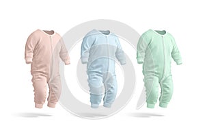 Blank colored baby zip-up sleepsuit mockup, side view