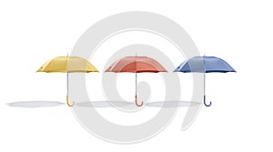 Blank colored opened umbrella mockup stand, front view