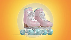 Blank colored pin up roller skates mockup pair, looped rotation