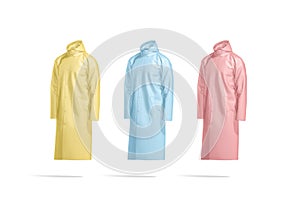 Blank colored protective raincoat mockup, side view