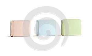 Blank colored small money wallet mockup, half-turned view