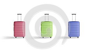 Blank colored suitcase with handle mockup, looped rotation