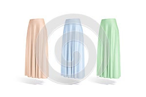 Blank colored women maxi skirt mockup, front view