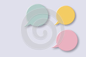 Blank colorful communication bubbles with shadow overlay on white background. illustration design template for note?