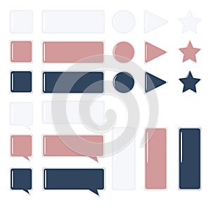 Blank colorful web buttons.  Different shape. Vector