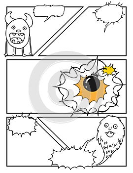 Blank Comic Book, Mock up with empty speech bubbles