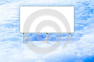 Blank commercial advertising billboard above the clouds at high