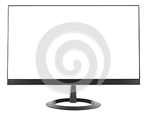 Blank computer monitor, widescreen isolated on white background. Blank for design, desktop tft screen