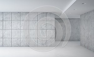 Blank concrete space interior, 3d render