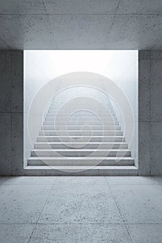 Blank concrete space interior with stairs, 3d rendering