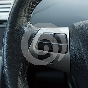 Blank control button on car steering wheel used