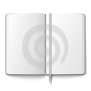 Blank copybook template with bookmark. photo
