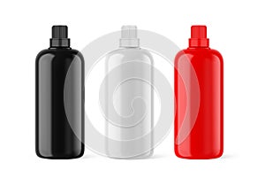 Blank cosmetic plastic bottle with screw cap mockup template.