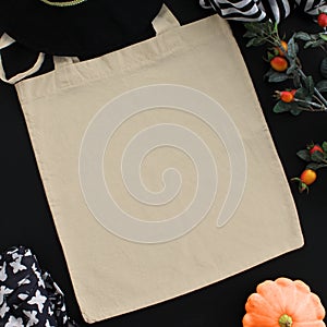 Blank cotton tote bag, design mockup.