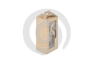 Blank craft rectangular wine box with plastic window mock up photo