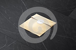 Blank craft square paper bag with sticker mockup