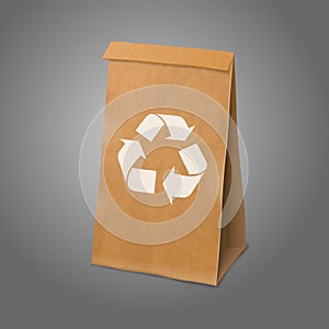 Blank craft vector realistic paper packaging bag