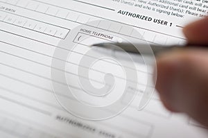 Blank credit application form