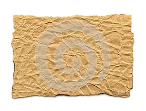 Blank crumpled brown paper textured background isolated
