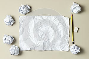 Blank crumpled paper