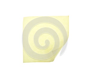 Blank curled post it note