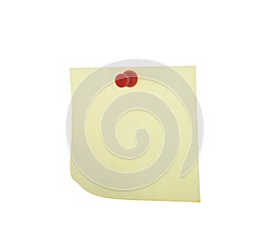 Blank curled post it note and pin