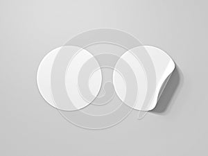 Blank curled sticker mockup. 3D rendering