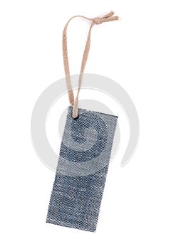 Blank denim label with rough rope