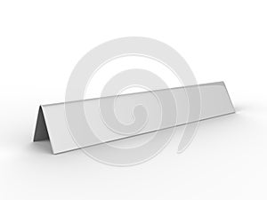 Blank desk name plate metal for office home interior. 3d render illustration.