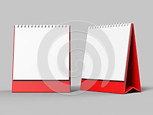 Blank desk top calendar isolated on white background for mock up and print designs. 3d render illustration.