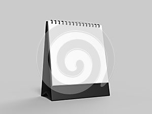 Blank desk top calendar isolated on white background for mock up and print designs. 3d render illustration.