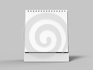 Blank desk top calendar isolated on white background for mock up and print designs. 3d render illustration.