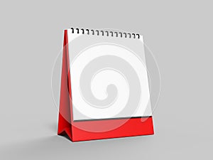 Blank desk top calendar isolated on white background for mock up and print designs. 3d render illustration.